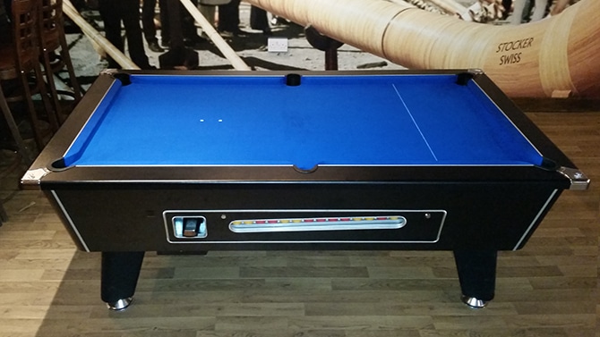DPT omega pool table revitalised in royal blue cloth:
