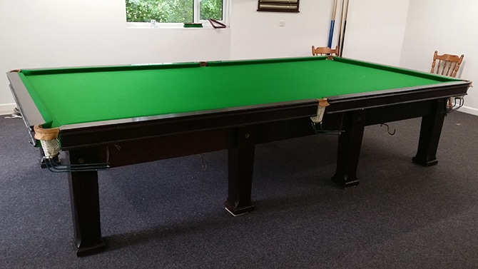 Example shown full size snooker table install & recover: