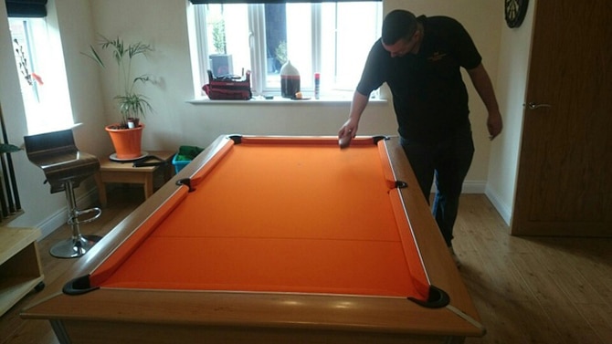 Orange pool table recover South Wales