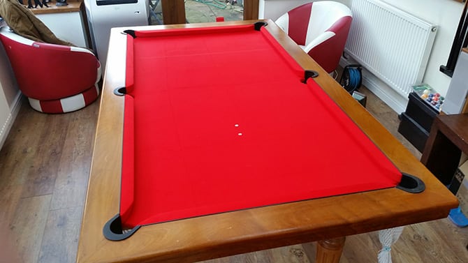 Pool table recovering services bright red cloth