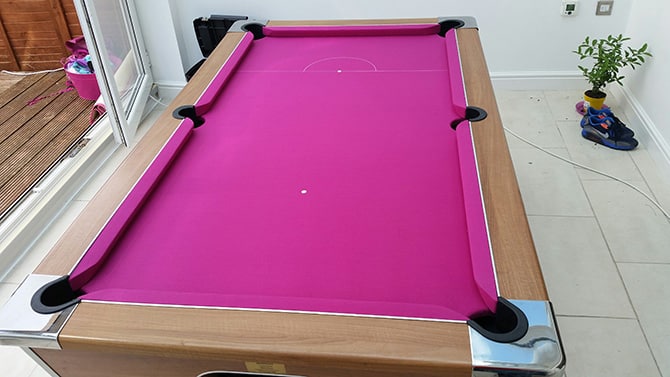 Pool table recovering services fuschia pink cloth