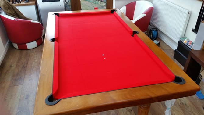 Red pool table cloth monmouthshire