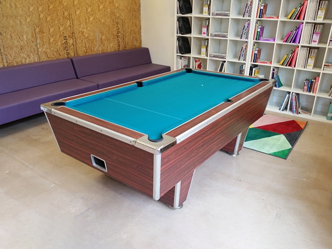Pool table recovering fitting services turquoise cloth
