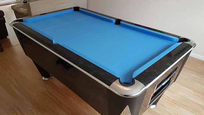Recovered sam atlantic pool table powder blue cloth